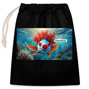 Pun ambiguous german expression - Clownfisch - Closable cotton gift bag (25x30cm) - black - Front