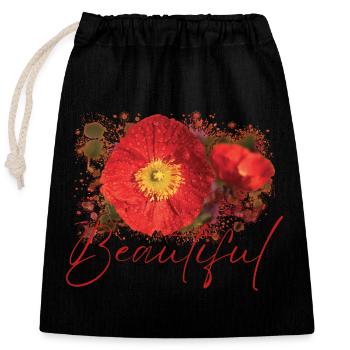 Fleurs Beautiful Vénus - Sac cadeau en coton avec cordon (25 x 30 cm) - noir - Devant