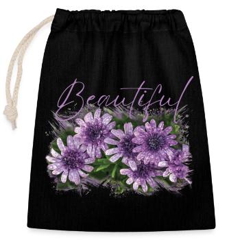 Fleurs Beautiful Perséphone - Sac cadeau en coton avec cordon (25 x 30 cm) - noir - Devant
