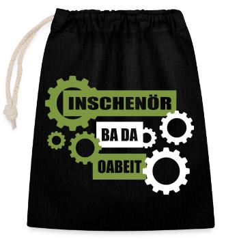Inschenör ba da Oabeit, Ingenieur bei der Arbeit - Verschließbarer Geschenkbeutel aus Baumwolle (25x30cm) - Schwarz - Vorne