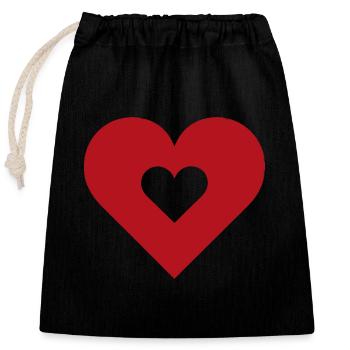 Stylisches Rotes Herz Valentinstag Liebe - Verschließbarer Geschenkbeutel aus Baumwolle (25x30cm) - Schwarz - Vorne