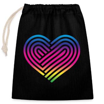 Rainbow Heart Homosexuality LGBT Love - Closable cotton gift bag (25x30cm) - black - Front