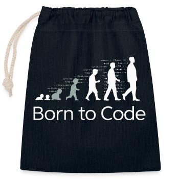 NÉ POUR CODER - Sac cadeau en coton avec cordon (25 x 30 cm) - bleu marine - Devant