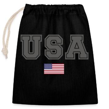 TEAM USA amerikanische Flagge Fahne unter Schrift - Verschließbarer Geschenkbeutel aus Baumwolle (25x30cm) - Schwarz - Vorne
