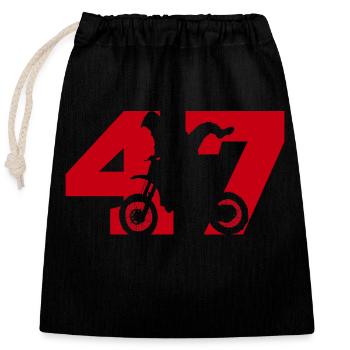 Moto 47 motard - Sac cadeau en coton avec cordon (25 x 30 cm) - noir - Devant