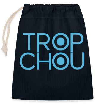 Trop Chou - Sac cadeau en coton avec cordon (25 x 30 cm) - bleu marine - Devant