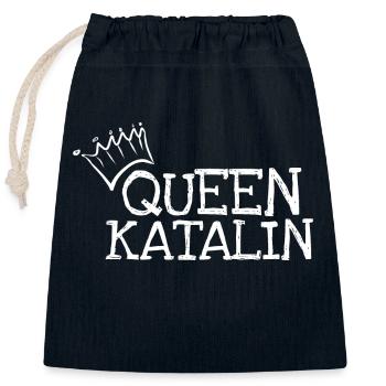 Katalin comme prénom - Sac cadeau en coton avec cordon (25 x 30 cm) - bleu marine - Devant