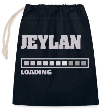 Jeylan - Sac cadeau en coton avec cordon (25 x 30 cm) - bleu marine - Devant