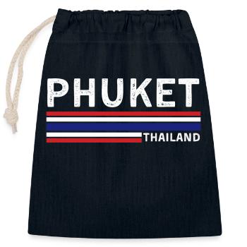 Phuket Thailand Flag T-Shirt - Closable cotton gift bag (25x30cm) - navy - Front