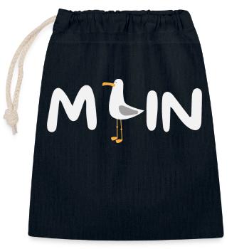 MOIN with Seagull - Closable cotton gift bag (25x30cm) - navy - Front