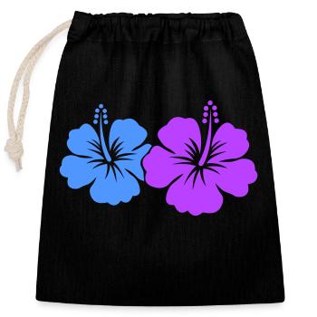 Hibiscus Flower - Closable cotton gift bag (25x30cm) - black - Front