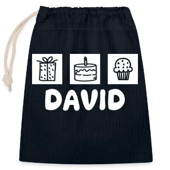David - Sac cadeau en coton avec cordon (25 x 30 cm) - bleu marine - Devant