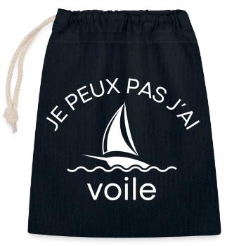 Je peux pas j'ai voile - Sac cadeau en coton avec cordon (25 x 30 cm) - bleu marine - Devant