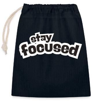 Stay Focused - Closable cotton gift bag (25x30cm) - navy - Front