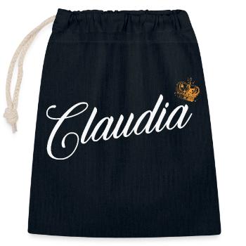 Claudia Nom pour Femme Enfants Bambins - Claudia - Sac cadeau en coton avec cordon (25 x 30 cm) - bleu marine - Devant