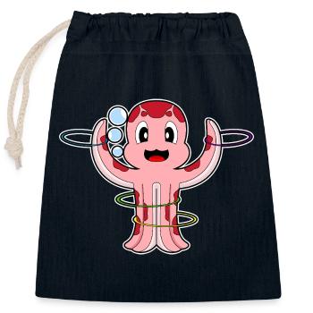 Gymnastique d’entraînement avec cerceau de fitness Octopus - Sac cadeau en coton avec cordon (25 x 30 cm) - bleu marine - Devant