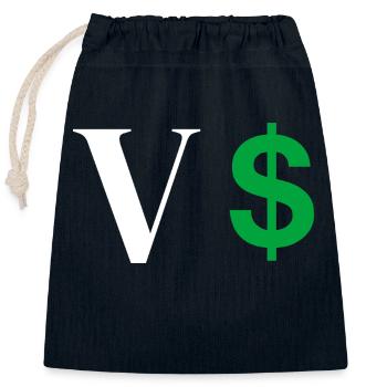 Buchstabe v Dollar - Verschließbarer Geschenkbeutel aus Baumwolle (25x30cm) - Navy - Vorne