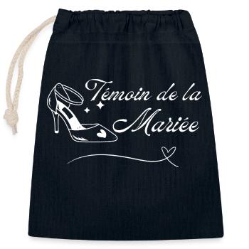 Témoin de la mariée - Sac cadeau en coton avec cordon (25 x 30 cm) - bleu marine - Devant