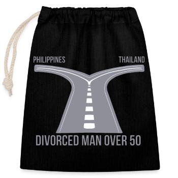 Philippines ou Thaïlande Homme divorcé de plus de 50 ans - Sac cadeau en coton avec cordon (25 x 30 cm) - noir - Devant