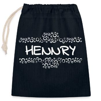 First name Hennry - Closable cotton gift bag (25x30cm) - navy - Front