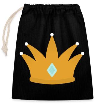 Couronne élégante avec accent de bijoux - Sac cadeau en coton avec cordon (25 x 30 cm) - noir - Devant