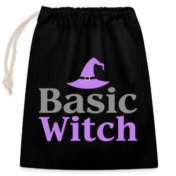 Basic Witch Halloween Saying Quote - Closable cotton gift bag (25x30cm) - black - Front