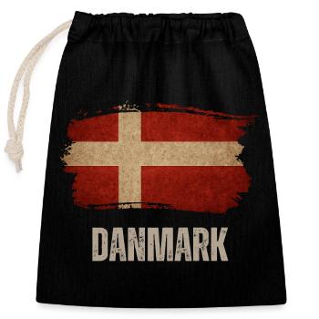 Grunge flag of Denmark, Danish pride - Closable cotton gift bag (25x30cm) - black - Front