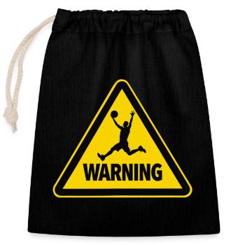 Warning Basketball Sportsman Warning Sign - Closable cotton gift bag (25x30cm) - black - Front