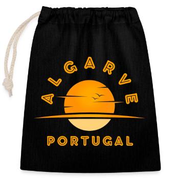 Algarve Portugal Sunset Logo - Closable cotton gift bag (25x30cm) - black - Front