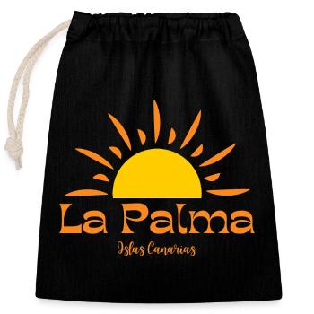 La Palma Sunset Sunburst  - Closable cotton gift bag (25x30cm) - black - Front