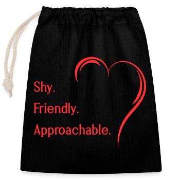 Flirting Introverts Shy Friendly Approachable - Closable cotton gift bag (25x30cm) - black - Front