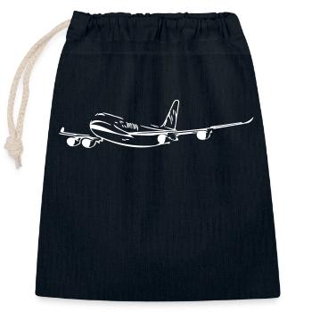 Flugzeug - Verschließbarer Geschenkbeutel aus Baumwolle (25x30cm) - Navy - Vorne