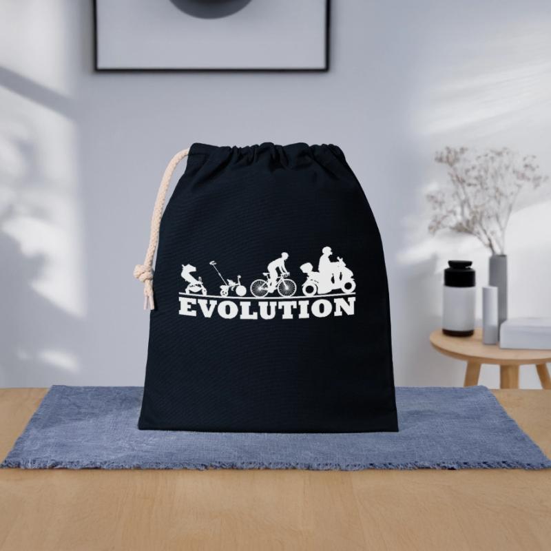 Motorroller Rollerfahrer - Evolution Verschließbarer Geschenkbeutel aus Baumwolle (25x30cm)