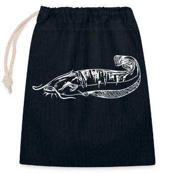 Wels - Welsangeln - Verschließbarer Geschenkbeutel aus Baumwolle (25x30cm) - Navy - Vorne