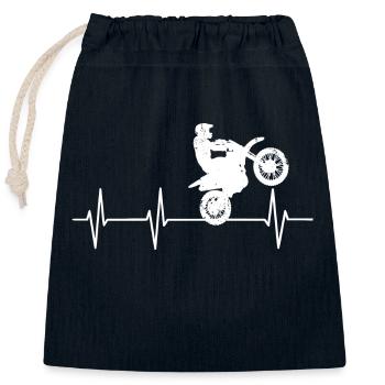 Motorrad Herzfrequenz - Verschließbarer Geschenkbeutel aus Baumwolle (25x30cm) - Navy - Vorne