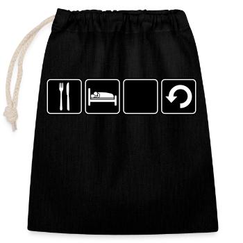 Manger dormir Répéter - Sac cadeau en coton avec cordon (25 x 30 cm) - noir - Devant