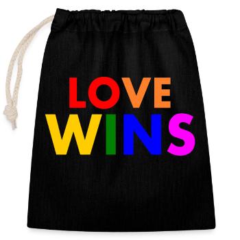 Love wins - Verschließbarer Geschenkbeutel aus Baumwolle (25x30cm) - Schwarz - Vorne