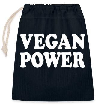 Vegan power - Sac cadeau en coton avec cordon (25 x 30 cm) - bleu marine - Devant