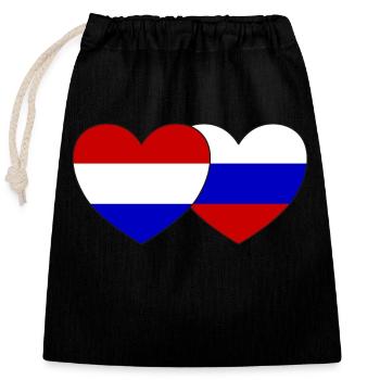 Holland Russia Flag Heart - Closable cotton gift bag (25x30cm) - black - Front