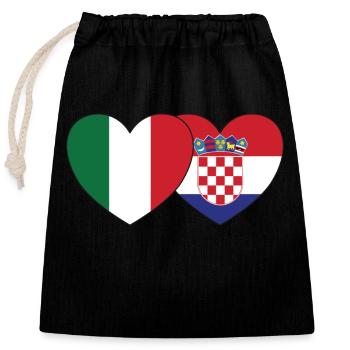 Italy Croatia Flag Heart - Closable cotton gift bag (25x30cm) - black - Front