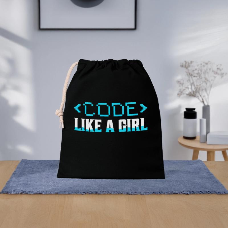 Code Like A Girl Coding Programmer Verschließbarer Geschenkbeutel aus Baumwolle (25x30cm)