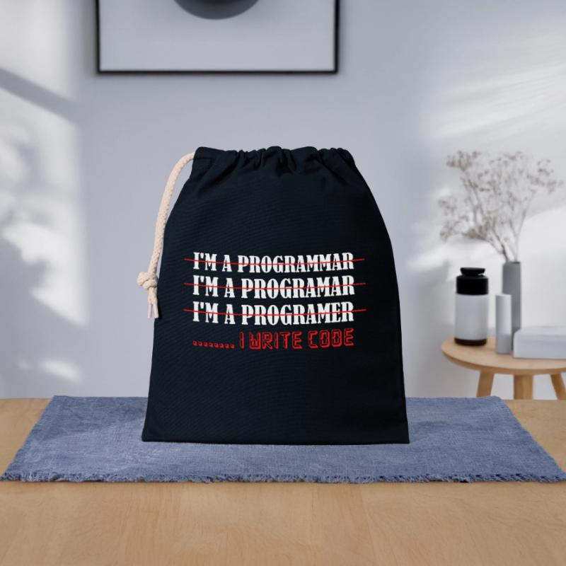 I'm A Programmar ........ I Write Code Software Co Closable cotton gift bag (25x30cm)