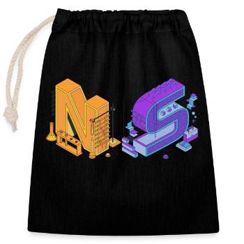 NaruSasu steampunk letters in purple and orange - Closable cotton gift bag (25x30cm) - black - Front