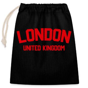 London United Kingdom - Closable cotton gift bag (25x30cm) - black - Front