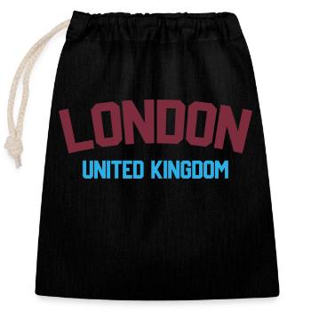 London United Kingdom - Closable cotton gift bag (25x30cm) - black - Front
