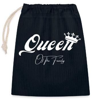 Queen of the Family- matching tee shirt - Closable cotton gift bag (25x30cm) - navy - Front