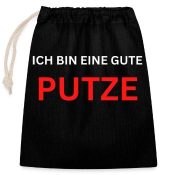 Ich bin eine gute Putze - Verschließbarer Geschenkbeutel aus Baumwolle (25x30cm) - Schwarz - Vorne