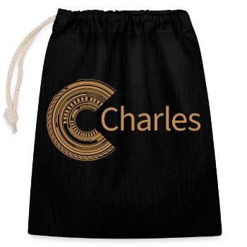 Für Charles - Verschließbarer Geschenkbeutel aus Baumwolle (25x30cm) - Schwarz - Vorne
