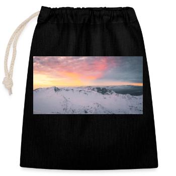 Coucher de soleil coloré sur le mont Parnasse en Grèce - Sac cadeau en coton avec cordon (25 x 30 cm) - noir - Devant