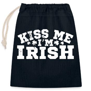 Shamrock Irlande Drapeau irlandais de la Saint-Patrick - Sac cadeau en coton avec cordon (25 x 30 cm) - bleu marine - Devant